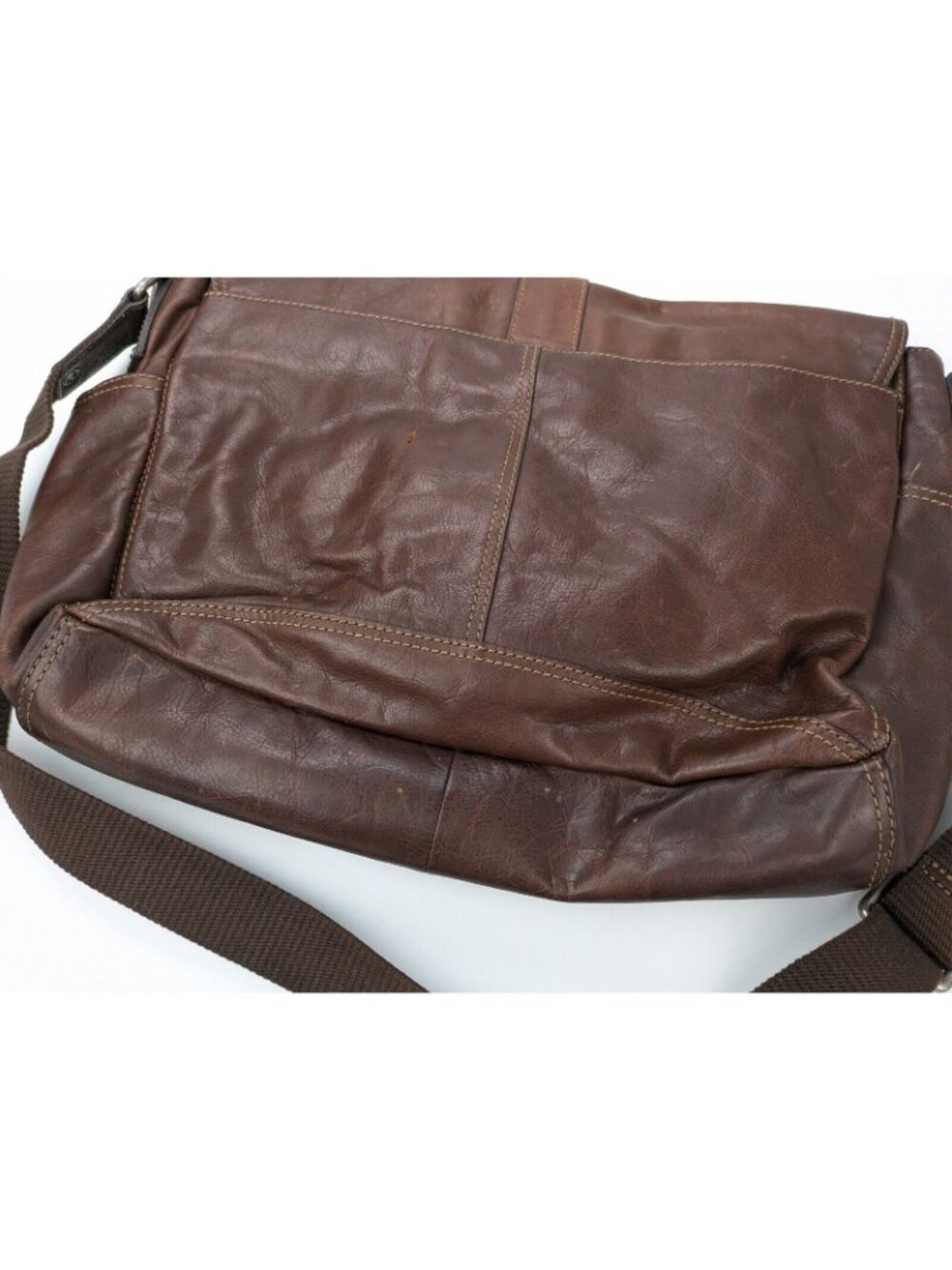 FOSSIL Brown Leather Messenger Laptop Professional Bag Crossbody Bag Large - Picture 10 of 10